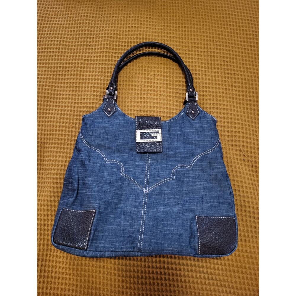 G by Guess Y2K Vintage Bronze Emblem Everyday Multi Pocket Unique Tote Bag GUC